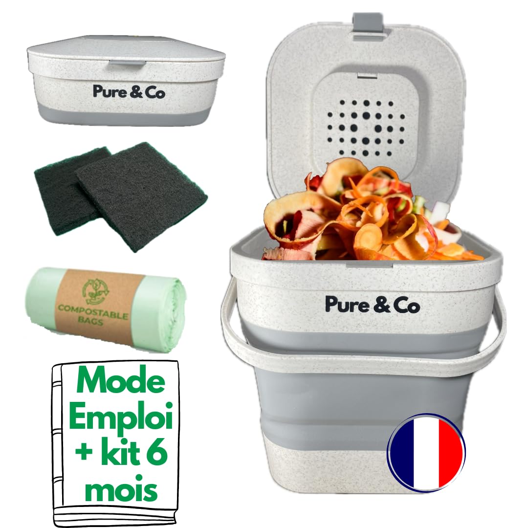 Composteur, bac, poubelle à compost de cuisine rectangle - 3 L - Beige Composteur, bac, poubelle à compost de cuisine rectangle - 3 L - Beige